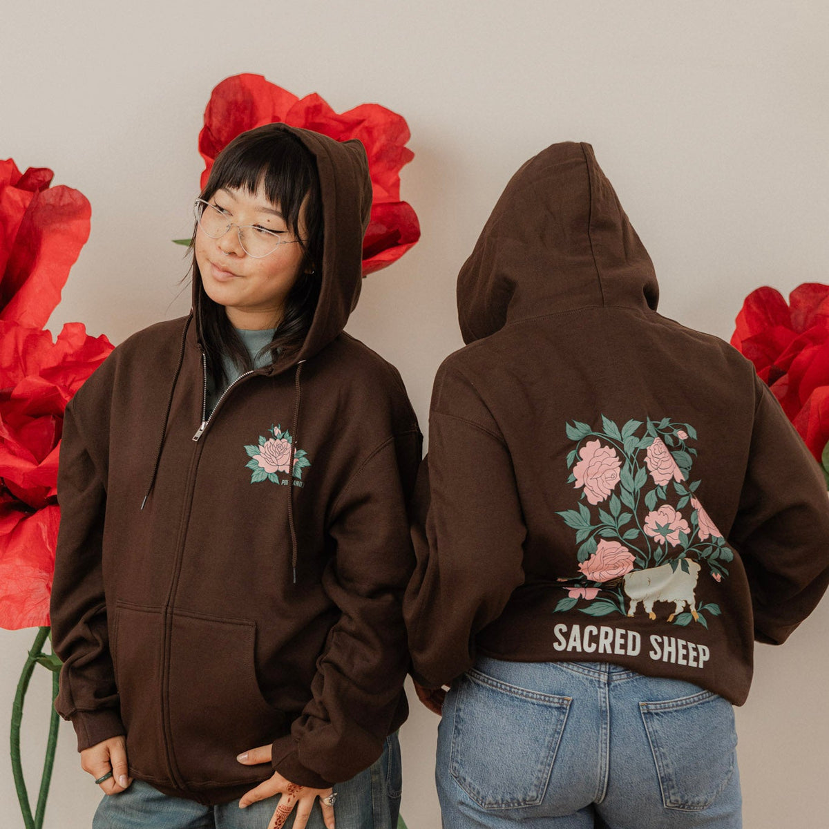 2026 Ram & Roses Zip-Up Hooded Sweatshirt